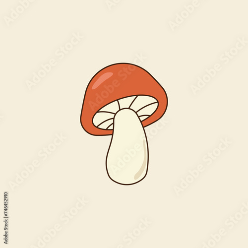 Mushroom retro psychedelic cartoon style