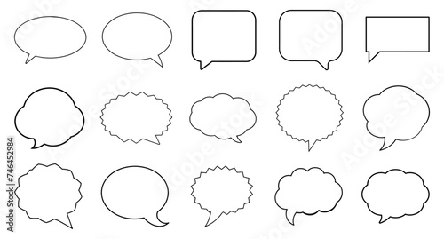 Speech bubbles outline vector set. Cloud speech bubbles for talking, chatting, messages photo