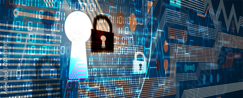 Cyber security and information or network protection. Future cyber technology web services for business and internet project