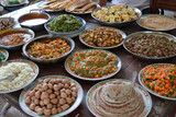 Middle Eastern Feast with Variety of Traditional Dishes