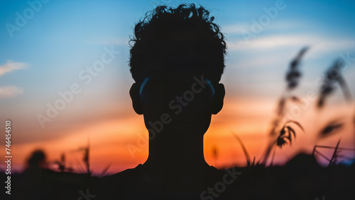 A close-up of a woman's silhouette, highlighting only her contours, to symbolize her solitude during this somber time photo