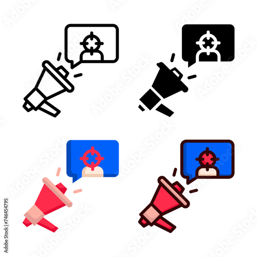 audience icon set style collection in line, solid, flat, flat line style on white background