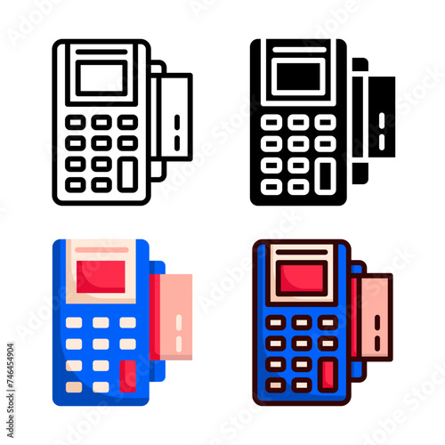 payment terminal icon set style collection in line, solid, flat, flat line style on white background