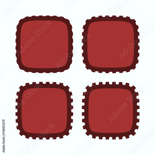 Perforated Edge Red Squircle Stroke Shapes