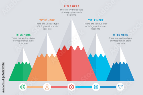 Route to Success Mountain Infographic Design is a successful startup business. Presentation slide template, Vector illustration