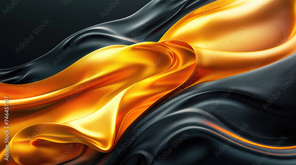Abstract creative background. Abstract shapes, flowing, swirling, in black and gold Abstract creative background. Abstract shapes, flowing, swirling, in black and gold