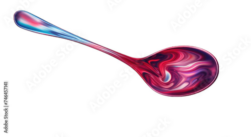 a spoon with a red, blue and white swirl png / transparent