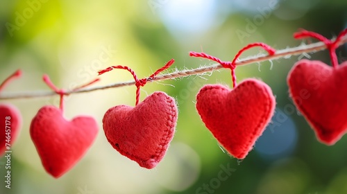 Hearts on string for valentines day