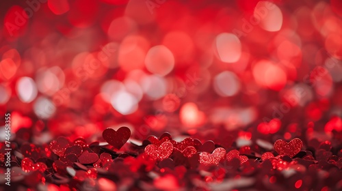 shiny empty background of confetti hearts blur it is suitable for creating a valentine card