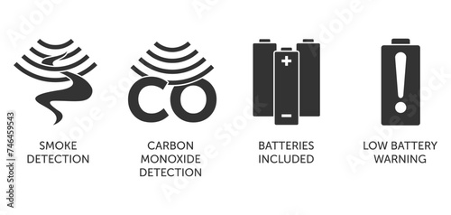 Carbon Monixide detector monochrome icons