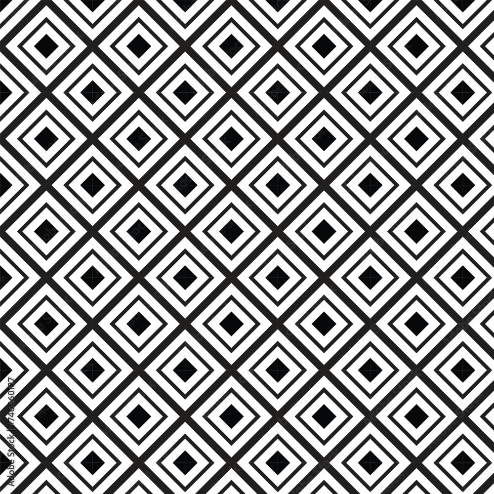 Seamless black and white diamond grid pattern. Seamless black and white diamond grid pattern.
