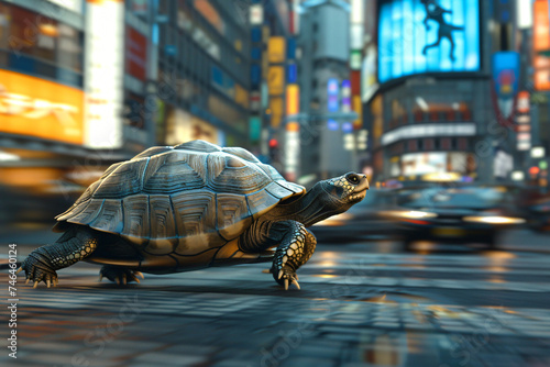 Turtle running on the road © Vera