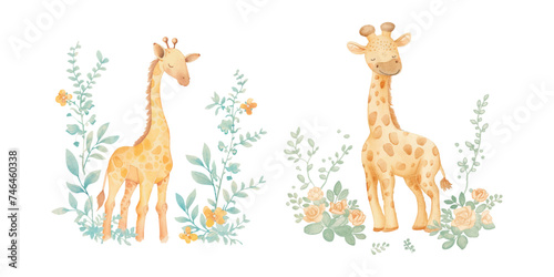 cute giraffe soft watercolour vector illustration