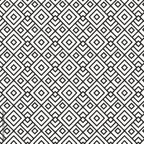 Square geometric seamless pattern. Black and white ornamental.
