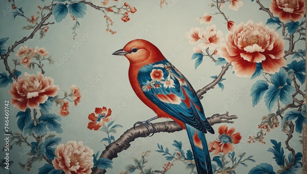 Chinoiserie Floral Bird