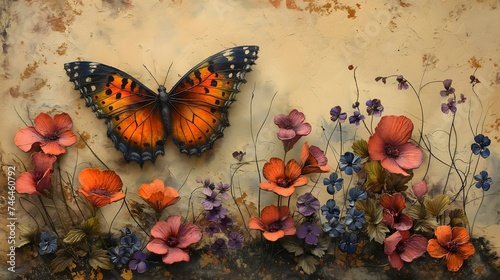 Vibrant Spring Symphony Butterfly and Floral Harmony
