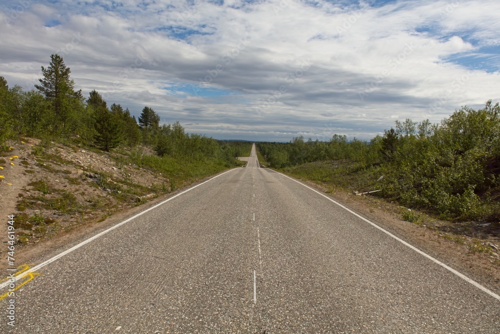 E8 road view at Kilpisjärvi in summer, Enontekiö, Lapland, Finland.