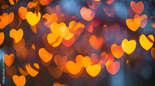 Abstract bokeh background with heart shaped lights