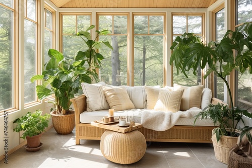 Sun-Drenched Sunroom Serenity: Indoor Plants, Minimalist Table, & Natural Light Inspo