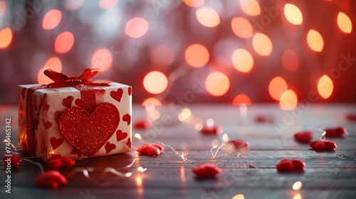 Wall holiday, gift in a beautiful box with a heart .