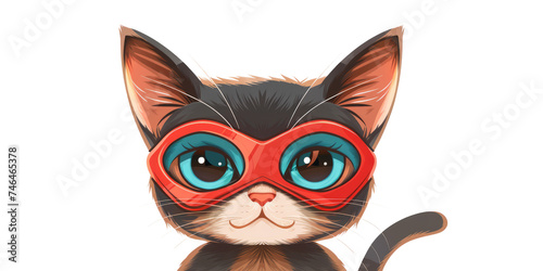 cat wearing a superhero mask, ready to save the day with a stealthy and confident demeanor.