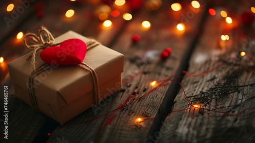 Wall holiday, gift in a beautiful box with a heart .