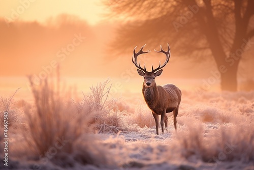 Deer in the field, Deer Herding at Sunrise, Deer in the Forest, Deer Fog Wood Sunrise © Rafiqul