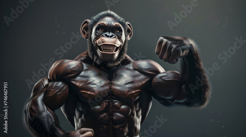 humanoid ape athlete shows off his muscles © Taia