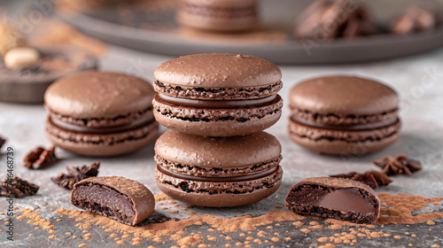 Delicious Chocolate Macarons with Elegant Cocoa Dusting