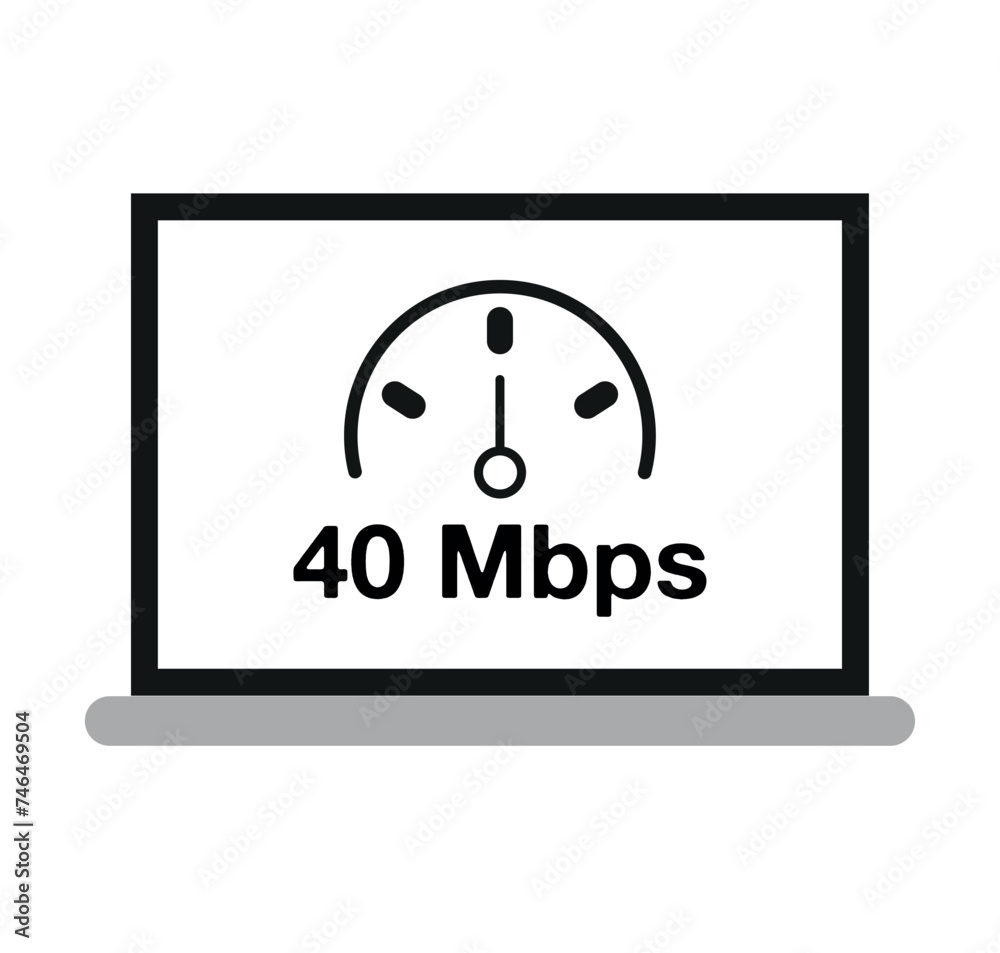 40 Mbps connection. Computer screen design with internet speed and data download 40 Mbps connection. Computer screen design with internet speed and data download