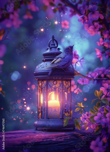Ramadan poster background with Arabic lantern on glossy pink background  © Divine123victory