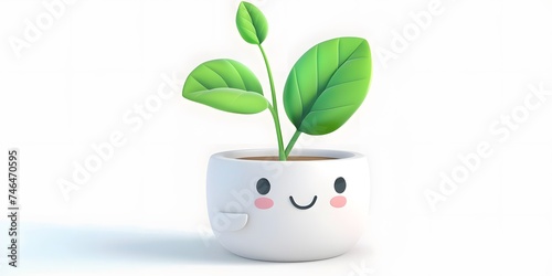 Cute little potted plant, ai illustration，3D
