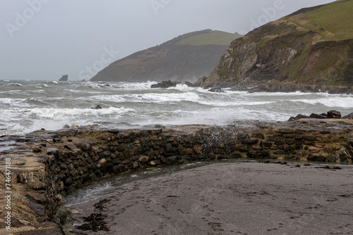 Portwrinkle Harbour in a storm