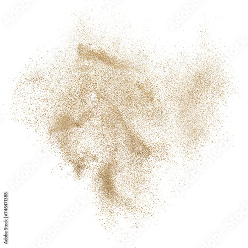 3D rendering of scattered sand granules or fine dirt on transparent background 