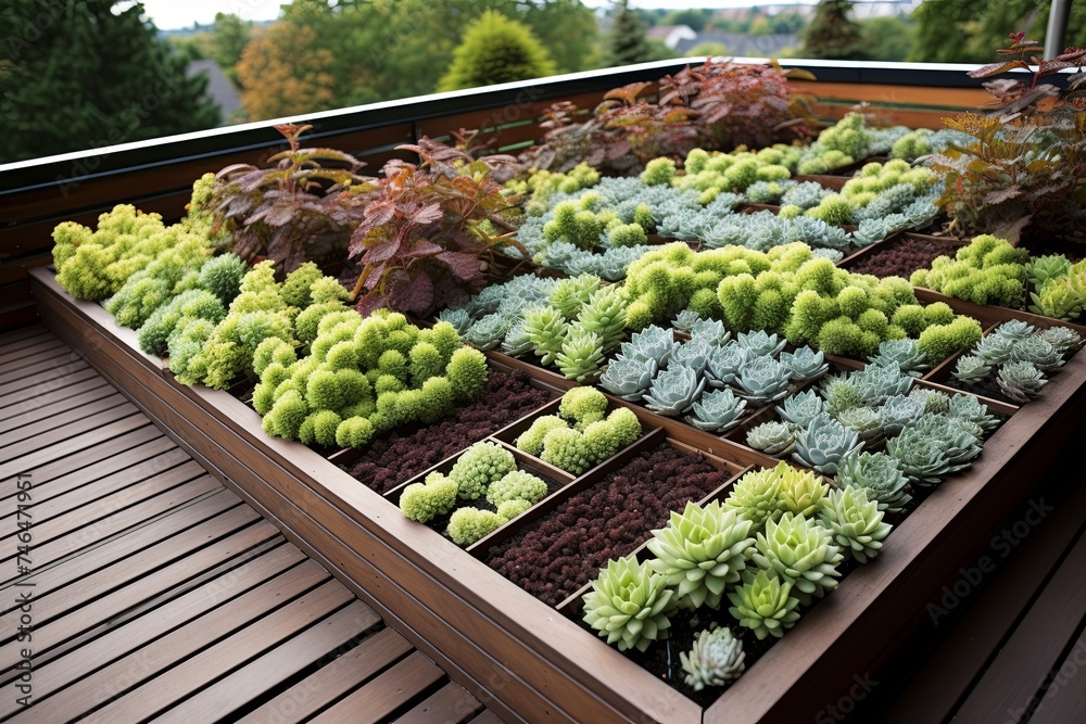 Minimalist Rooftop Garden Designs: Green Succulents Harmonizing with Wood Decks