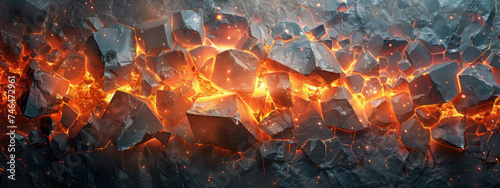 Cracked wall with fire and lava.