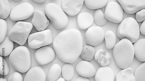 Serene white pebble stones, ideal for backgrounds or Zen themes. © Anna
