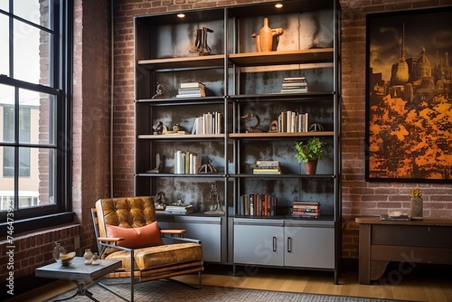 Reclaimed Metal Furniture Designs: Modern Lofts Featuring Stunning Shelved Iron Bookcases
