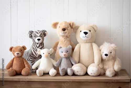 Muted Pastel Nursery Designs: Rustic Charm with Plush Animal Toys © Michael