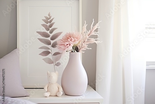 Muted Pastel Nursery Designs: Calm Floral Vase Accent for Serene Atmosphere