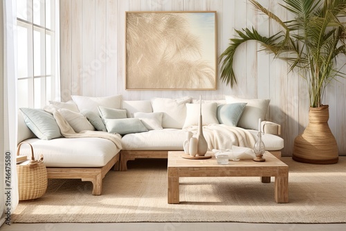 Boho Coastal Living Room Designs: Embracing Natural Wood Textures