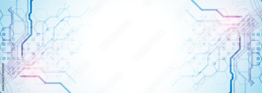 Naklejka premium CPU concept. Circuit board. Technology abstract background. Hand drawn vector.