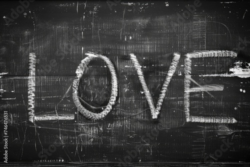 Blackboard with the word love.