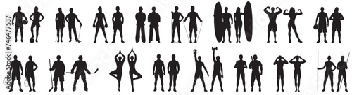 Athletes collection set. various sportsperson silhouette  photo