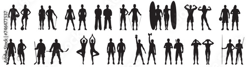 Athletes collection set. various sportsperson silhouette 