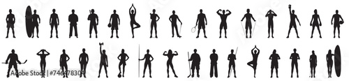 Athletes collection set. various sportsperson silhouette 