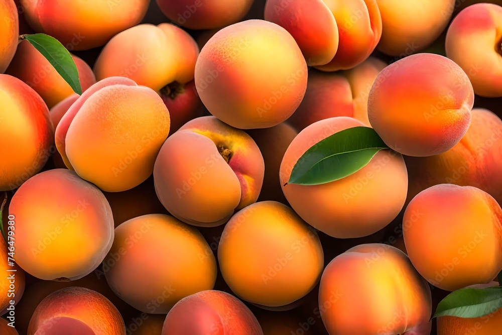 Isolated ripe peach fruit on white background