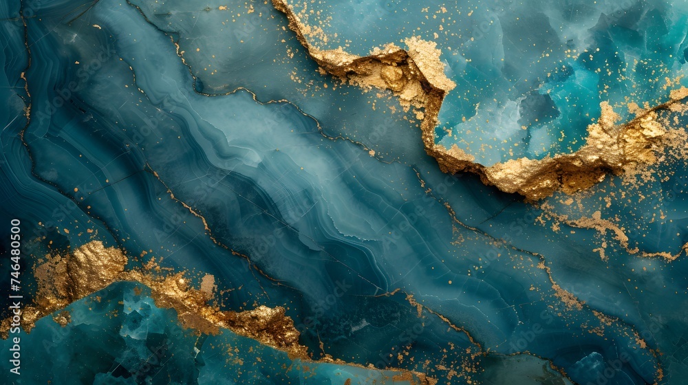 Turquoise Elegance: Abstract Marble Design. Generative AI
