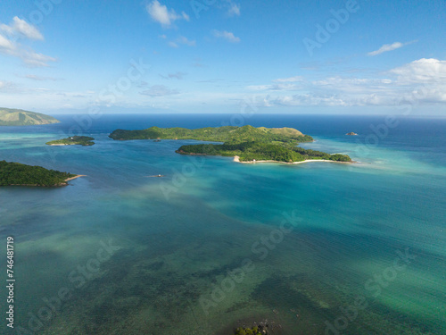 Manamoc and Cabangajan Island with turquoise sea water. Santa Fe, Tablas, Romblon. Philippines.