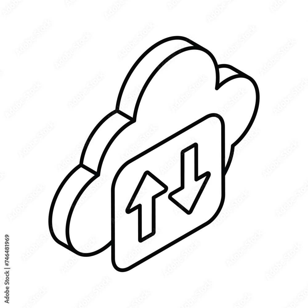 Cloud transfer isometric vector design isolated on white background Cloud transfer isometric vector design isolated on white background
